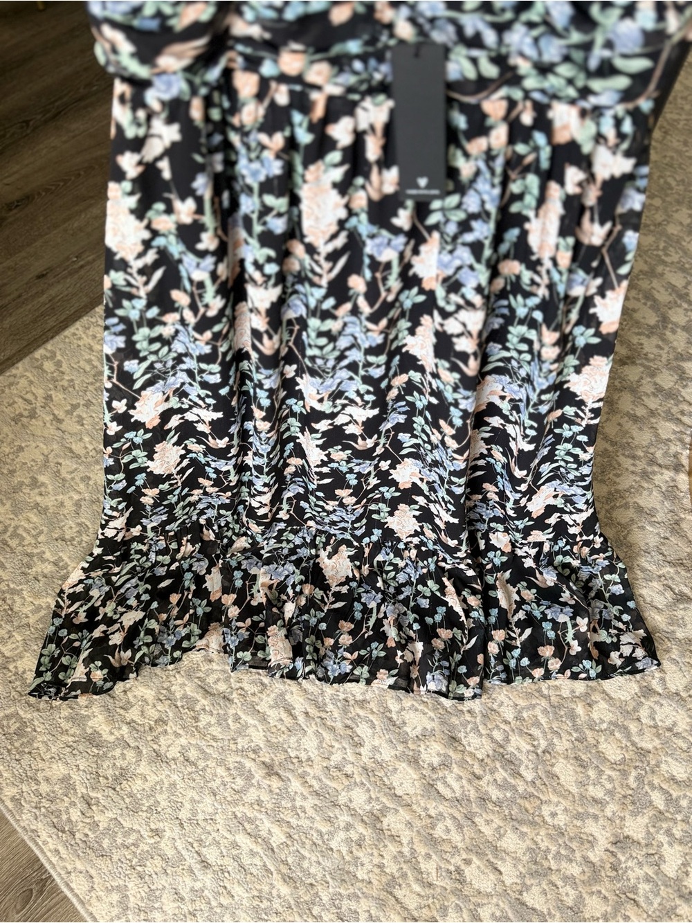 Lulu's Lush Loveliness Black Floral Lurex Tie-Strap Midi Dress - Picture 5 of 11